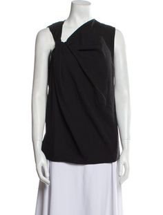 Helmut Lang BlouseBlackPleated AccentsSleeveless with One-ShoulderExposed Zip Closure at BackDesigner Fit: Tops by Helmut Lang typically fit true to size. Black Blouse With Asymmetrical Neckline For Summer, Black Formal Top With Asymmetrical Neckline, Black Sleeveless Blouse For Formal Occasions, Sleeveless Black Office Blouse, Sleeveless Stretch Blouse For Formal Occasions, Formal Stretch Sleeveless Blouse, Formal Sleeveless Stretch Blouse, Black Sleeveless Office Top, Accessories Jacket