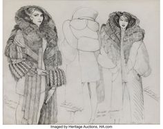 two women in fur coats standing next to each other