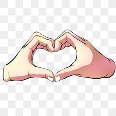 two hands making a heart shape with their fingers, transparent background png and psd