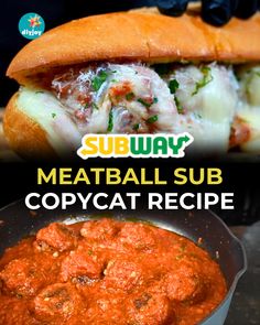 the meatball sub copycat recipe is ready to be eaten and served in a skillet