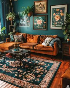 a living room filled with furniture and plants