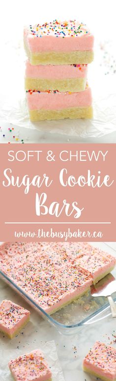 soft and chewy sugar cookie bars with sprinkles