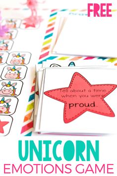 unicorn emotions game with free printables for kids