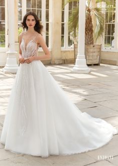 Enzoani Wedding Dress Enzoani: Scarlett Aline Wedding Gown, Enzoani Wedding Dress, Spring Dresses Classy, Glam Wedding Dresses, Glamorous Wedding Dresses, Wedding Dress Boutique, Gown Designs, Ivory Gown, Illusion Tulle