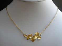 Orchid Flower Necklace Orchid Necklace Gold Necklace by mlejewelry, $20.00 Gold Flower Necklace, Orchid Necklace, Gold Jewellry, Fancy Jewelry Necklace, Gold Pendant Jewelry, Necklace Bridal, Pretty Pendant, Gold Designs, Jewelry Bridesmaid