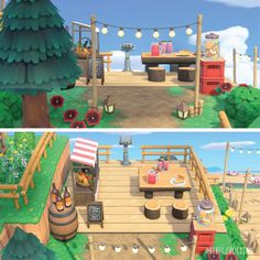 two different views of the same area in animal crossing