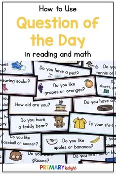 the question of the day in reading and math for children to practice their language skills