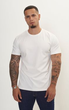 Luxurious Glow Crew-Neck T-Shirt - Off White - Ron Tomson Draped Fabric, Hug You, Neck T Shirt, Finding Yourself, Off White, Crew Neck, Fabric, T Shirt