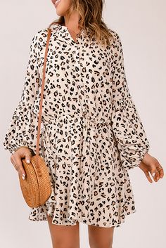 Leopard Print Shirt Mini Dress Casual Long Sleeve Mini Dress For Day Out, Casual Long Sleeve Shift Shirt Dress, Casual Collared Dress For Brunch, Casual Beige Long Sleeve Mini Dress, Casual Beige Shirt Dress For Fall, Casual Beige Long Sleeve Shirt Dress, Casual Mini Length Shirt Dress For Brunch, Casual Long Sleeve Mini Dress For Brunch, Casual Beige Collared Mini Dress