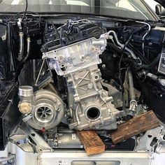 the engine of a car is shown in this image