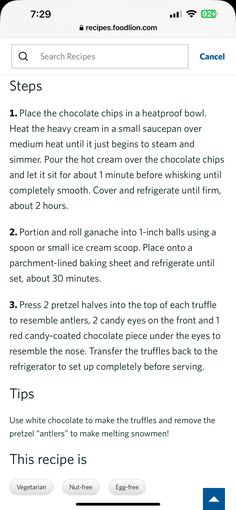 the recipe is displayed on an iphone screen