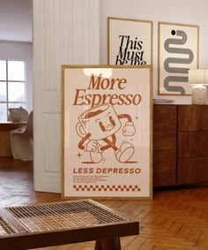 Indulge in a daily dose of positivity with our "More Espresso Less Depresso" wall art print! This retro-inspired piece is the perfect addition to your coffee bar, coffee station, kitchen, or dining room, injecting a playful vibe into your space. Say goodbye to gloomy mornings and hello to caffeinated cheerfulness! Grab yours now and let the good vibes flow! Prefer not to handle the printing yourself? Click the link to access the printed and shipped version directly. https://inprimo.etsy.com/list Espresso Machine Art, Coffee Bar Prints, Corner Art Wall, Retro Coffee Bar, Coffee Bar Ideas For Small Spaces, Classroom Coffee Bar, Cozy Cafe Interior Coffee Shop, Small Coffee Corner, Tea Corner Ideas