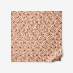 a pink and brown wallpaper with flowers on it