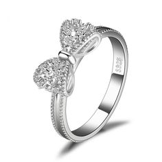 Birmingham Ring (2177802666046) Cubic Zirconia Wedding Rings, Sterling Silver Promise Rings, Stackable Wedding Bands, Cheap Things, Bow Ring, Wedding Anniversary Rings, Trendy Ring, Bow Knot, Silver Bow