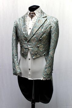 Shrine of Hollywood MONTE CRISTO TAILCOAT - GREEN BROCADE Victorian Jacket, Steampunk Jacket, Gothic Jackets, Formal Jacket, Monte Cristo, Wedding Jacket, Cool Fits, Mens Fashion Suits, Mens Costumes