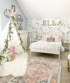 Little Girl Decor and Bedroom Reveal | Bless This Nest Big girl bedroom ideas. Wallpaper in girl's room Girls Bedroom Makeover, Bedroom Reveal, Girl Bedroom Designs