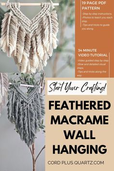 an advertisement for a macrame wall hanging project with text that reads start your crafting