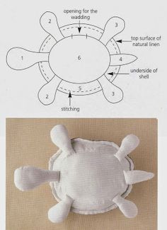 the instructions for how to make a stuffed turtle from an old sewing pattern are shown