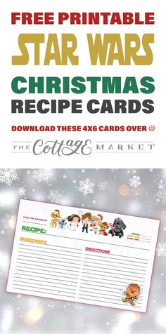 the star wars christmas recipe card is shown