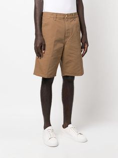 Bermuda shorts with logo by Carhartt Wip. This item is in size 32 and the color is Brown Cotton Bermuda Bottoms, Brown Cotton Bermuda Shorts, Brown Cotton Shorts For Streetwear, Shopping Online Logo, Carhartt Work In Progress, Men Carhartt, Sweatpants Shorts, Organic Materials, Short Leggings