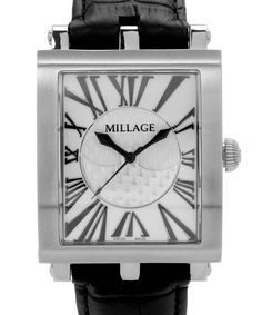 Millage Evreux Collection Model M4326 Watch - Swiss Quartz Movement View 1 Crystal Shapes, Men Model, Watch Case, White Metal, Rectangle Shape, Quartz Movement, Original Box, Calf Leather, Bracelet Watch