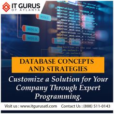 a poster with the words,'datase concept and strategies customize a solution for your company through expert programming '