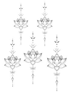 the lotus tattoo design is shown in black and white