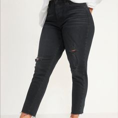 Curvy High-Waisted Button-Fly O.G. Straight Cut-Off Jeans For Women Size 12 Curvy New With Tags, Never Worn Damage Jeans, Dark Grey Jeans, Black Mom Jeans, Loose Fit Jeans, Curvy Jeans, 90s Nostalgia, Loose Jeans, Cut Off Jeans, Faded Denim