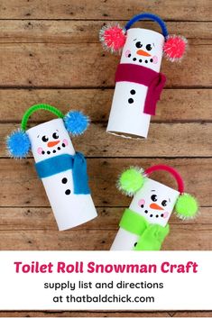 toilet roll snowman craft for kids to make