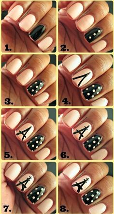 Chic Nail Tutorials for the Week - Pretty Designs @krorrer2 but without the middle finger design Eiffel Tower Nails, Paris Nails, Fabulous Nails, Chic Nails, Nail Art Tutorial, Creative Nails