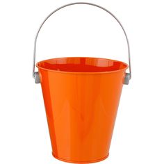 an orange bucket with handle on white background