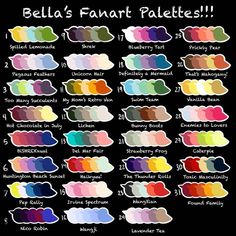 the color chart for bella's fanart palettes