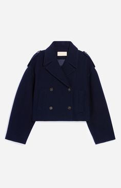 Short Peacoat, Peacoat Women, Navy Blue Coat, Wool Peacoat, Vanessa Bruno, Blue Coats, Cardigan Coat, Active Wear Tops, Denim Dress