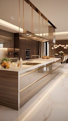 Brown And Gold Kitchen, Trendy Kitchen Design, Luxury Tv Wall, Creative Headboard, Warm Wood Tones, Next Bedroom, Expensive Decor, Modern Luxury Kitchen, Tv Wall Decor