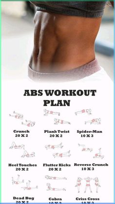 the abs workout plan is shown in this image, with instructions for how to do it