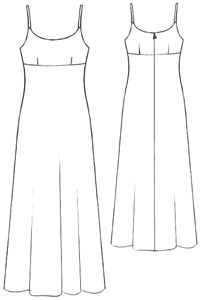 the front and back view of a dress