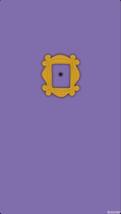 an image of a purple wall with a yellow frame in the center and a black hole in the middle