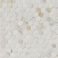 MSI - Calacatta Gold 1 in. Hexagon Marble Mosaic - Polished Hexagon Bathroom Tile, Hexagon Tile Backsplash, Residential Flooring, Hexagon Mosaic Tile, Calacatta Gold Marble, Shower Floor Tile, Mosaic Backsplash, Calacatta Gold, Calacatta Marble