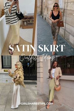 Satin Midi Skirt Outfits Summer, Classy Club Outfits, Thrifting Vintage, Dinner Vacation, Classy Going Out Outfits, Satin Pleated Skirt, Satin Skirt Outfit, Satin Slip Skirt, Looks For Spring