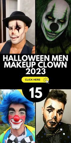 Scary Clown Face Makeup, Kids Scary Clown Makeup, Scary Clown Makeup Creepy Men, Mens Clown Makeup, Scary Clown Makeup Male, Clown Makeup For Men, Clown Makeup Men, Aesthetic Clown Makeup, Clown Makeup Scary