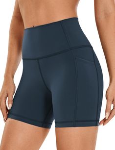 PRICES MAY VARY. Designed for yoga or training Sleek, sweat-swicking fabric with decent compression, so comfortable, no fur stick to High rise. 5'' inseam Seamless waistband. Side pockets. Gusset crotch The Naked Feeling collection is meant to be restriction-free. Buttery-soft fabric fits you like a second skin. These lightweight 5-inches shorts with flat seams give you a gently compressive feel and keep you confidently covered for yoga or any workout with free feeling of wearing nothing Powered Running Sports Bra, Gym Wear For Women, Crz Yoga, Running Bra, Yoga Gym, Spandex Shorts, High Rise Shorts, Shorts With Tights, Long Shorts