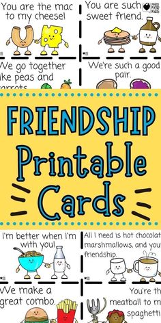 a poster with the words friends printable cards