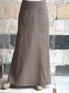 Cotton Twill Shumaysah Maxi Skirt - Maxi Skirts - Women Fitted Solid Skirt With Pockets, Fitted Cotton Skirt With Button Zip Fly, Full Length Cotton Skirt For Fall, Fall Full-length Maxi Skirt With Pockets, Fall Full Length Maxi Skirt With Pockets, Cotton Workwear Skirt With Button Zip Fly, Full-length Solid Cotton Skirt, Full Length Solid Color Cotton Skirt, Full Length Solid Cotton Skirt