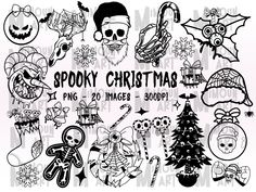 the spooky christmas clipart set is available for all kinds of holiday decorations