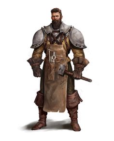 Dnd Cardboard, Blacksmith Character Design, Dwarven Blacksmith, Dnd Assets, Asura's Wrath, Rpg World, Fantasy Figures, The Legend Of Zelda