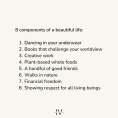 the 8 components of a beautiful life