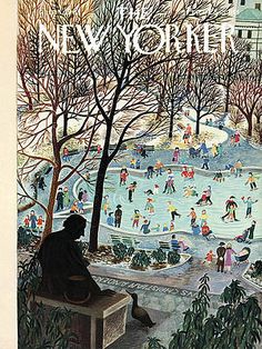 the new york times magazine cover features an image of people playing in a pond and skating