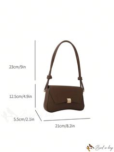 BirdinBag - Vintage PU Chocolate Brown Flap Baguette: Sophisticated Elegance in a Timeless Design Color Chocolate, Baguette Bag, Underarm Bag, Shoulder Design, Bird In Bag, Metal Buckles, Autumn And Winter, Chocolate Brown, Baguette