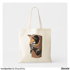 a tote bag with an image of a bird on it