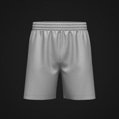 the front view of a silver shorts with white piping on the side and black background